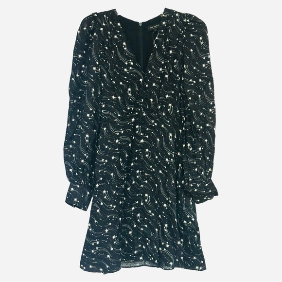 TED Baker Gemmi Long Puff Sleeve V Neck Ruffle Hem Pockets Shift Mini Dress NEW - Picture 7 of 14